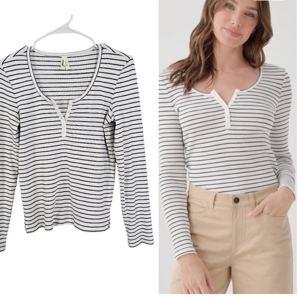 Pact Black and White Striped Long Sleeve Top
Size small - Picture 1 of 6